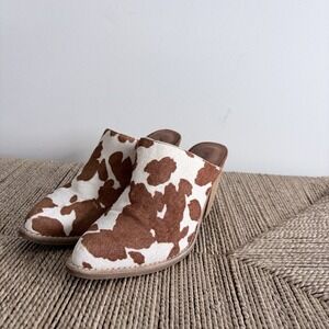 Jeffrey Campbell Cow hair on leather Fayela 3" Tapered Heel Mule Clogs 6.5